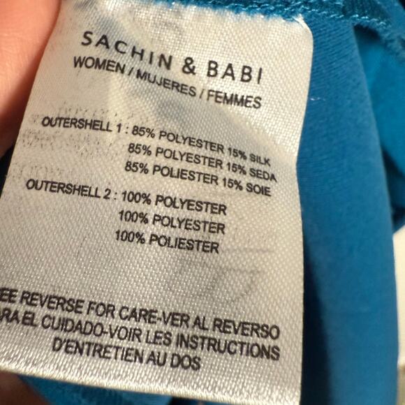 Sachin & Babi Wren Moroccan Blue Cape Embroidered Gown Size 4 - Picture 12 of 12